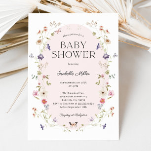 Elegant Wildflower Girl Baby Shower Invitation