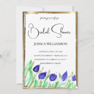 Elegant Wildflower golden Bridal Shower Invitation