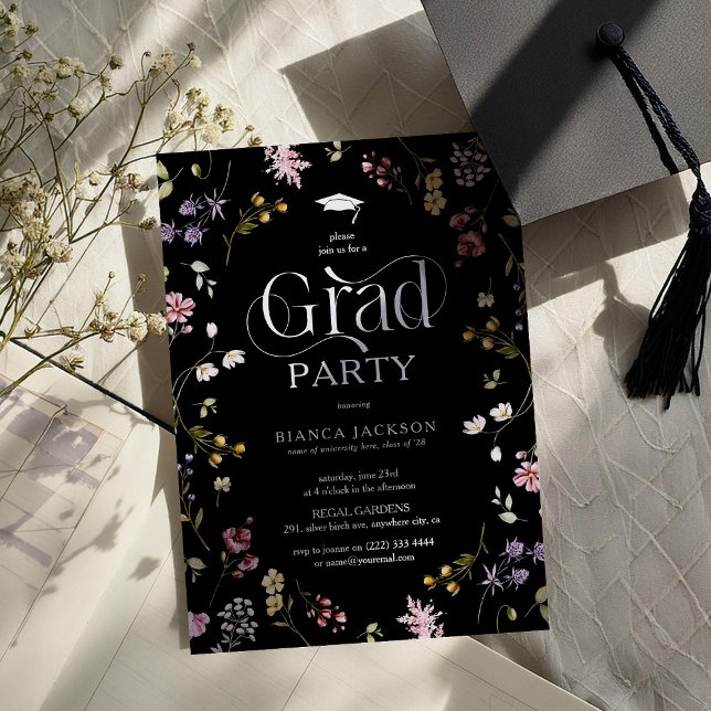 Elegant Wildflower Grad Party Graduation Invitation (Creator Uploaded)