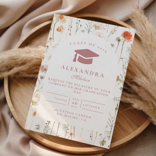 Elegant Wildflower Graduation Celebration Invitation (Creator Uploaded)