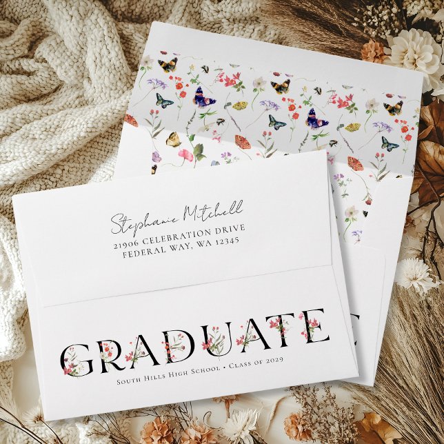 Elegant Wildflower Graduation Envelope (Elegant Wildflower Graduation Envelope)