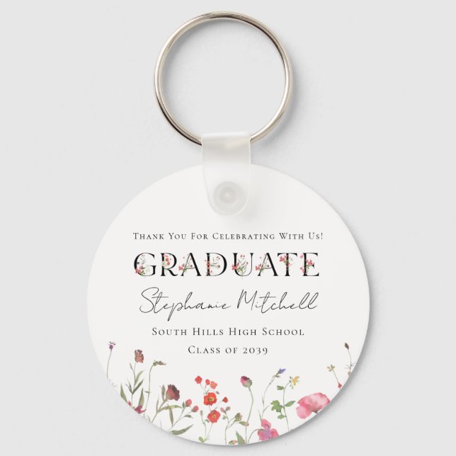 Elegant Wildflower Graduation  Key Ring (Front)
