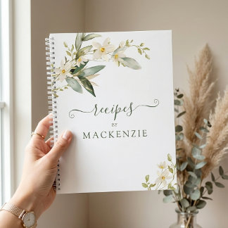 Elegant Wildflower Greenery Botanical Recipe Notebook