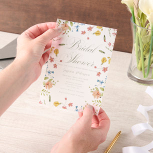 Elegant Wildflower Greenery Garden Bridal Shower Vellum Invitations