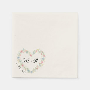 Elegant Wildflower heart Wedding  Napkins