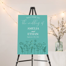Elegant Wildflower Light Green Wedding Sign