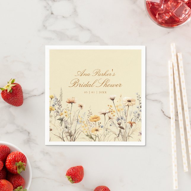 Elegant Wildflower Love Is In Bloom Bridal Shower Napkin (Creator Uploaded)