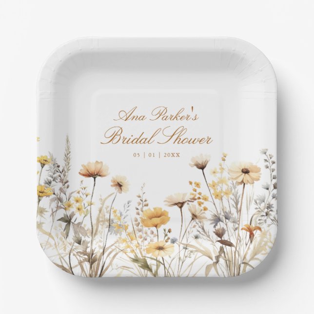 Elegant Wildflower Love Is In Bloom Bridal Shower Paper Plate (Front)