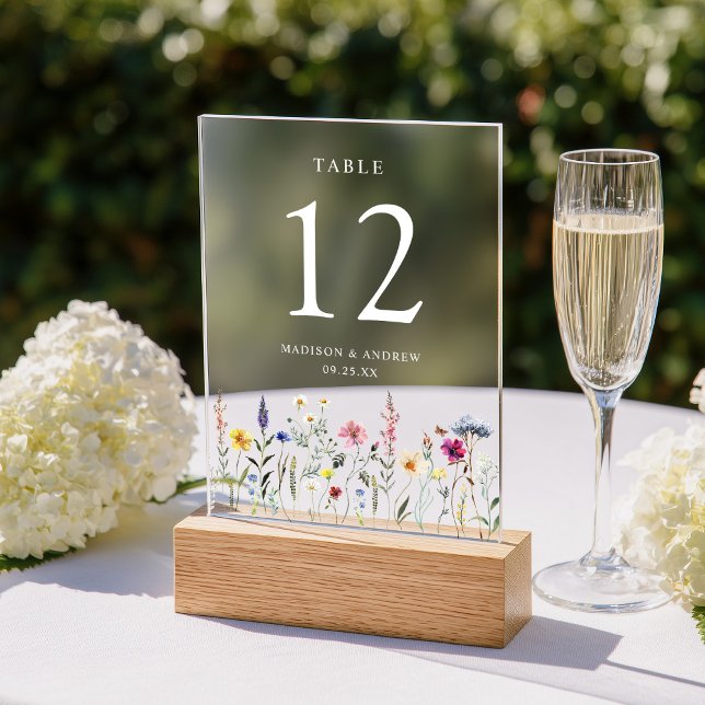 Elegant Wildflower Meadow Acrylic Table Number (Creator Uploaded)