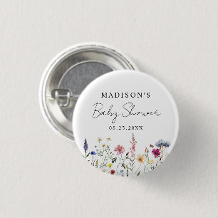 Elegant Wildflower Meadow Baby Shower 3 Cm Round Badge