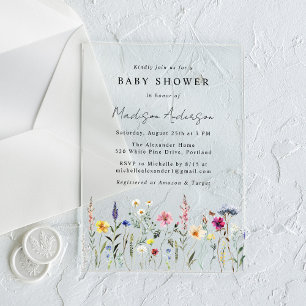Elegant Wildflower Meadow Baby Shower Acrylic Invitations