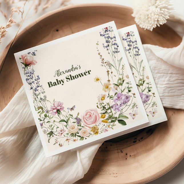 Elegant Wildflower Meadow Baby Shower Napkin (Creator Uploaded)