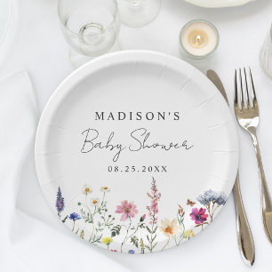 Elegant Wildflower Meadow Baby Shower Paper Plate