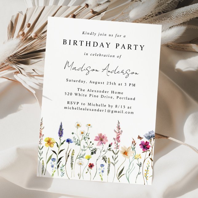 Elegant Wildflower Meadow Birthday Party Invitation (Creator Uploaded)
