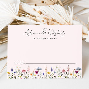 Elegant Wildflower Meadow Blush Pink Baby Shower Advice Card