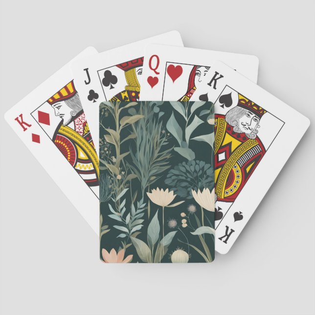 Elegant Wildflower Meadow Botanical Pattern in For Playing Cards (Back)