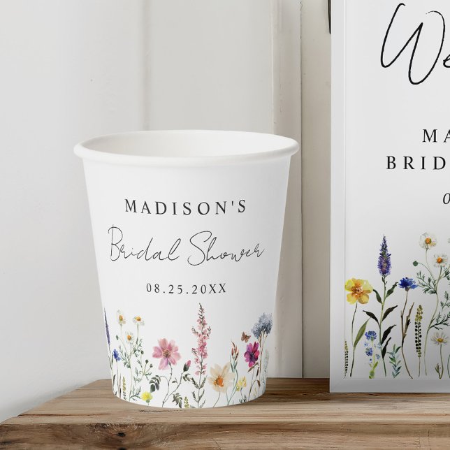 Elegant Wildflower Meadow Bridal Shower Paper Cups (Creator Uploaded)