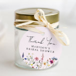 Elegant Wildflower Meadow Bridal Shower Thank You Favour Tags<br><div class="desc">Elegant floral bridal shower thank you favour tags featuring a bottom border of watercolor wildflowers and foliage in shades of pink, yellow, purple, blue, and green on a blush pink background. Personalise the wildflower bridal shower favour tags with the bride-to-be's name. The personalised wildflower thank you favour tags are perfect...</div>
