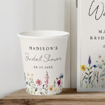 Elegant Wildflower Meadow Cream Bridal Shower Paper Cups<br><div class="desc">Elevate your bridal shower experience with our enchanting Elegant Wildflower Meadow bridal shower paper cups. Adorned with vibrant hues of pink, yellow, purple, blue, and green in delicate wildflowers and foliage, these cream cups add a touch of natural beauty and elegance to your celebration. Whether serving up refreshing beverages or...</div>