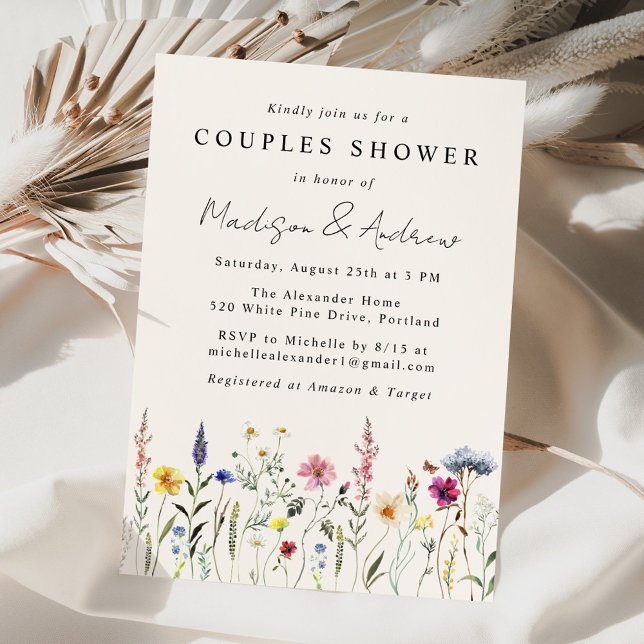 Elegant Wildflower Meadow Cream Couples Shower Invitation (Creator Uploaded)