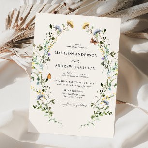 Elegant Wildflower Meadow Cream Wedding Invitation