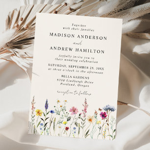 Elegant Wildflower Meadow Cream Wedding Invitation