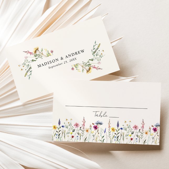 Elegant Wildflower Meadow Cream Wedding Place Card (Creator Uploaded)