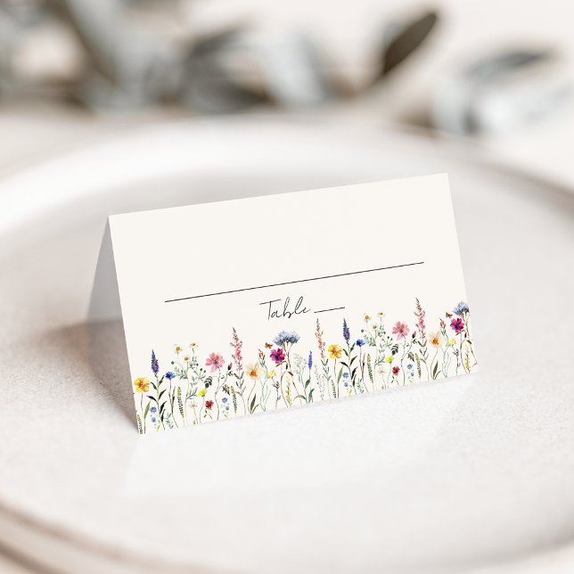 Elegant Wildflower Meadow Cream Wedding Place Card (Creator Uploaded)