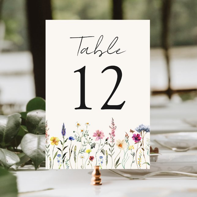 Elegant Wildflower Meadow Cream Wedding Table Number (Creator Uploaded)