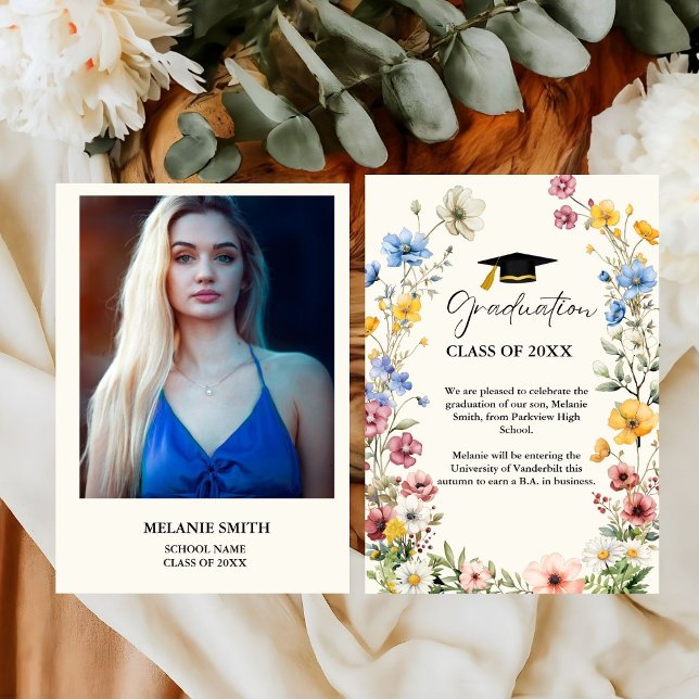 Elegant Wildflower Meadow Garden Graduation Announcement (Creator Uploaded)