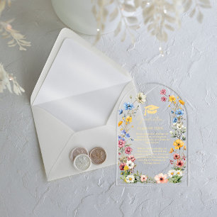 Elegant Wildflower Meadow Garden Twin Graduation Acrylic Invitations