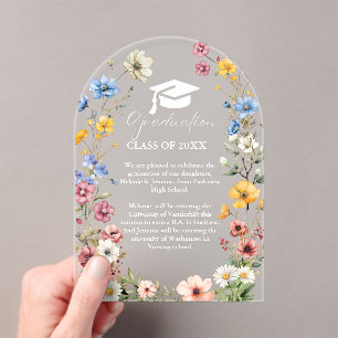 Elegant Wildflower Meadow Garden Twin Graduation Acrylic Invitations