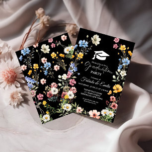 Elegant Wildflower Meadow Garden Twin Graduation Invitation