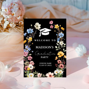 Elegant Wildflower Meadow Graduation  Welcome Sign