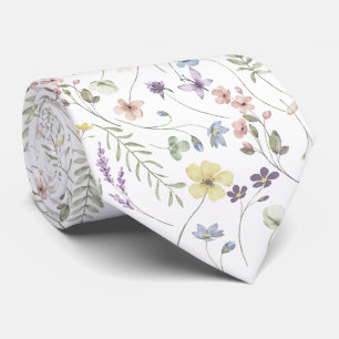 Elegant wildflower meadow pastel colourful tie