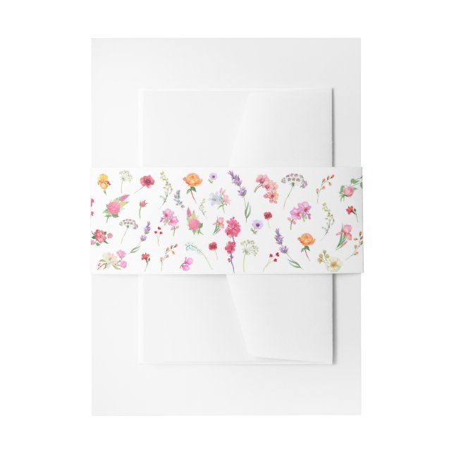 Elegant Wildflower Meadow Spring Garden Invitation Belly Band (Front Example)