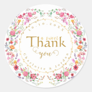 Elegant Wildflower Meadow Spring Garden Wedding Classic Round Sticker