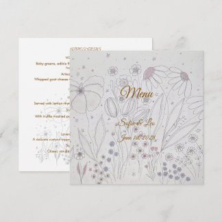 Elegant Wildflower Meadow Square Wedding Menu
