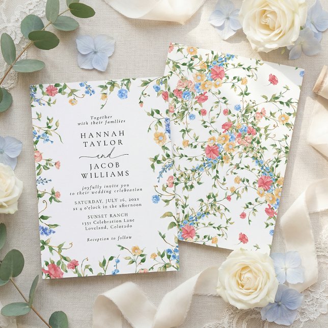 Elegant Wildflower Meadow Wedding Invitation (Creator Uploaded)