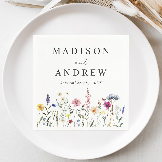 Elegant Wildflower Meadow Wedding Napkin (Creator Uploaded)