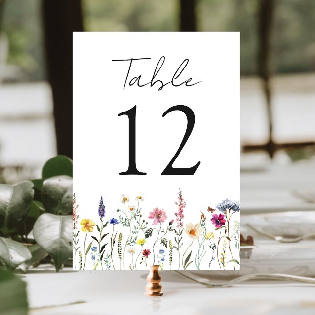 Elegant Wildflower Meadow Wedding Table Number (Creator Uploaded)