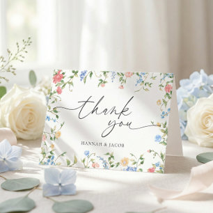 Elegant Wildflower Meadow Wedding Thank You Card