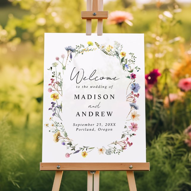 Elegant Wildflower Meadow Wedding Welcome Acrylic Sign (Creator Uploaded)
