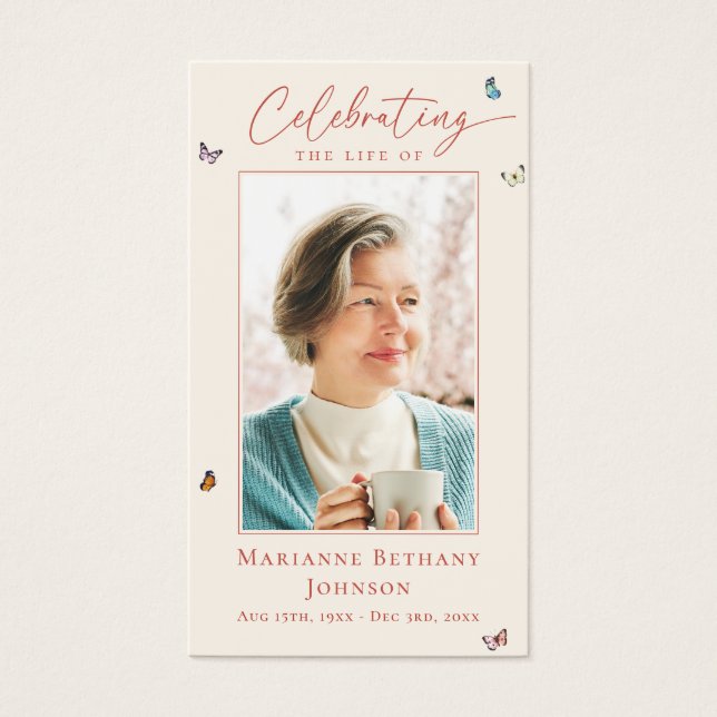 Elegant Wildflower Memorial Funeral Prayer Card (Front)