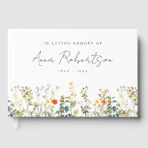 Elegant Wildflower Memorial Service Guest Book