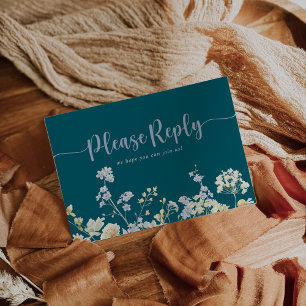 Elegant Wildflower Menu Choice RSVP Postcard