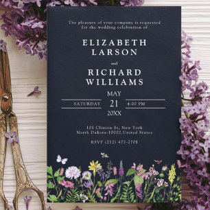 Elegant Wildflower Modern Summer Wedding Party Invitation