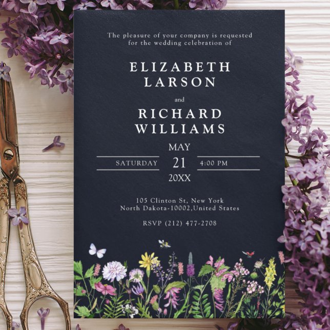 Elegant Wildflower Modern Summer Wedding Party Invitation (Creator Uploaded)