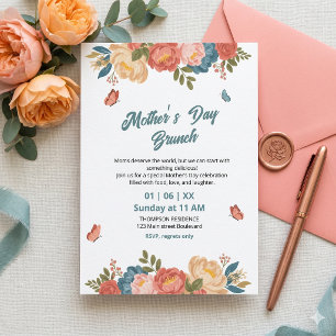 Elegant Wildflower Mother's Day Brunch Invitation 