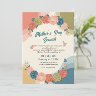 Elegant Wildflower Mother's Day Brunch Invitation 